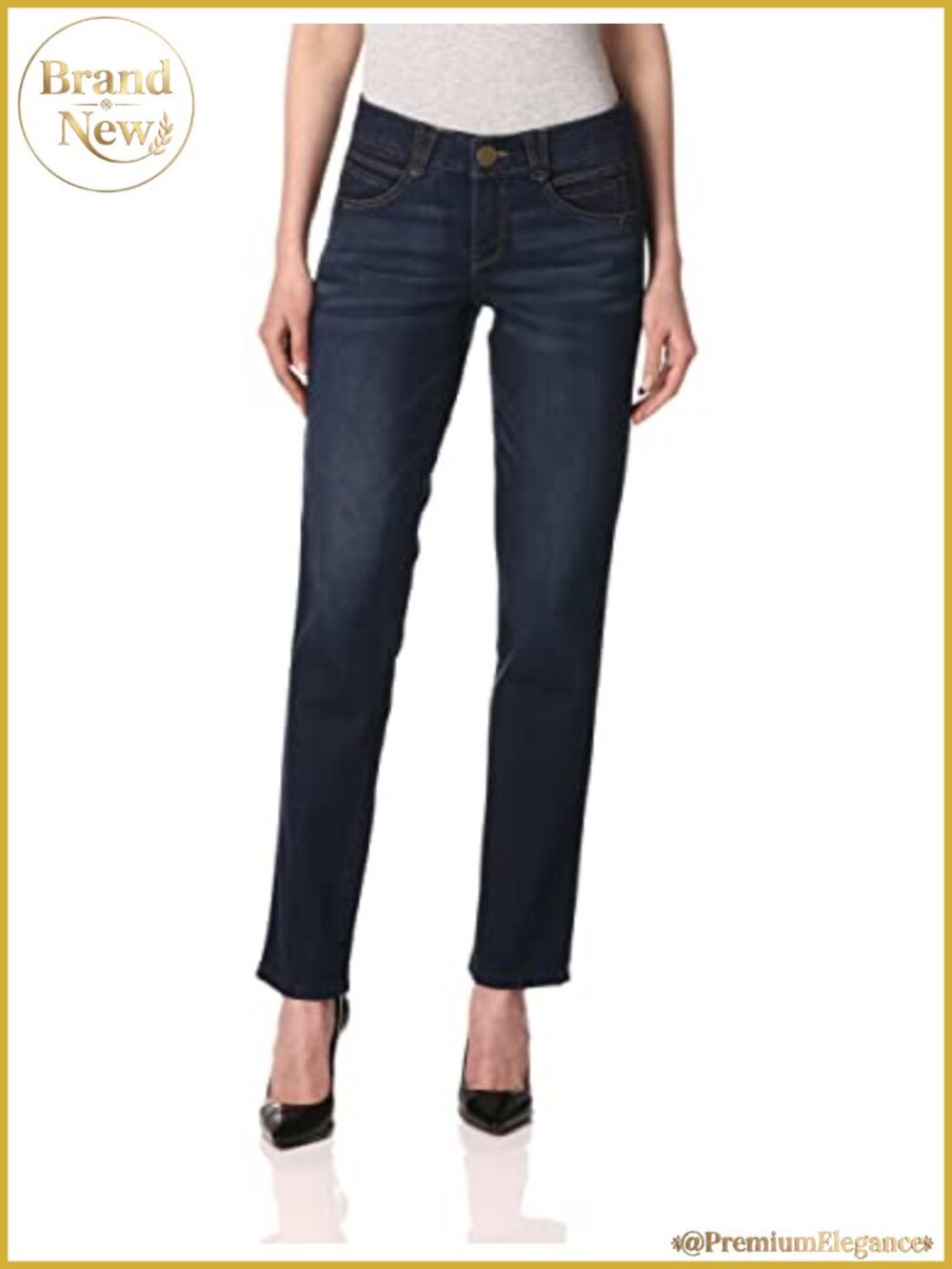 High Stretch Super Stretch Denim Straight Leg Jeans Womens Mid Rise 31 Inseam